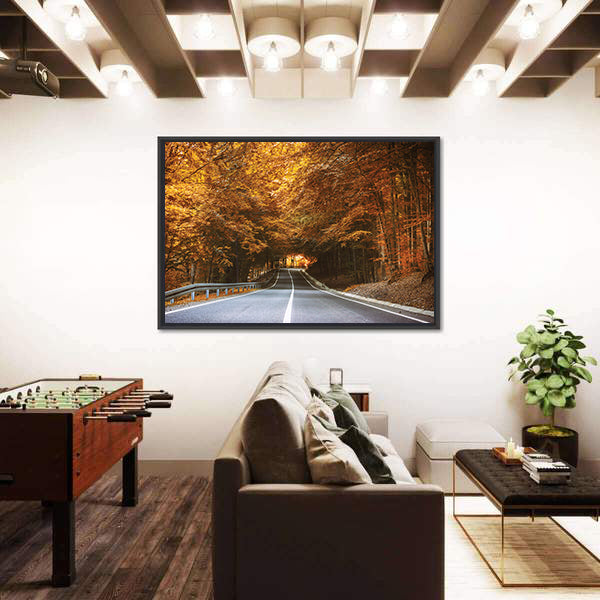 Forest Road in Autumn Canvas Wall Art