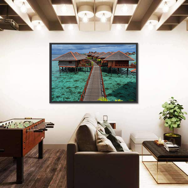 Mabul Island Overwater Bungalows Canvas Wall Art