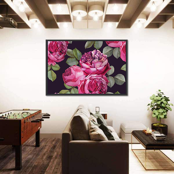 Pink Roses Bouquet Canvas Wall Art