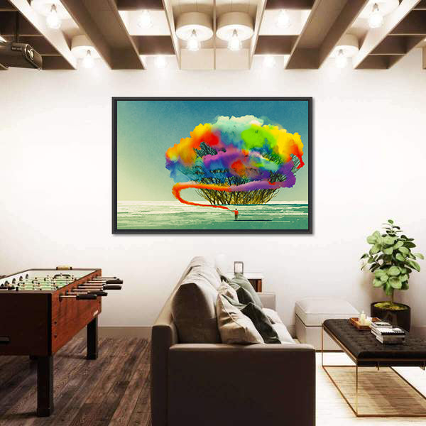 Colorful Smoke Flare Illustration Canvas Wall Art