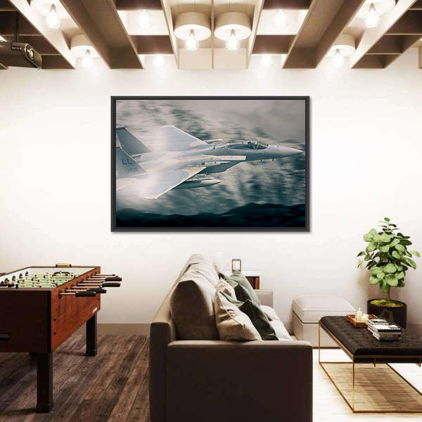 F15 Military Fighter Jet Flying Canvas Wall Art