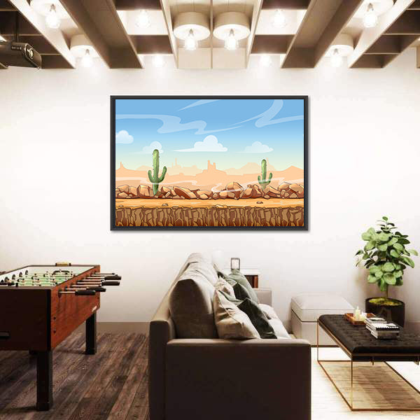 Wild West Desert Game Concept Canvas Wall Art