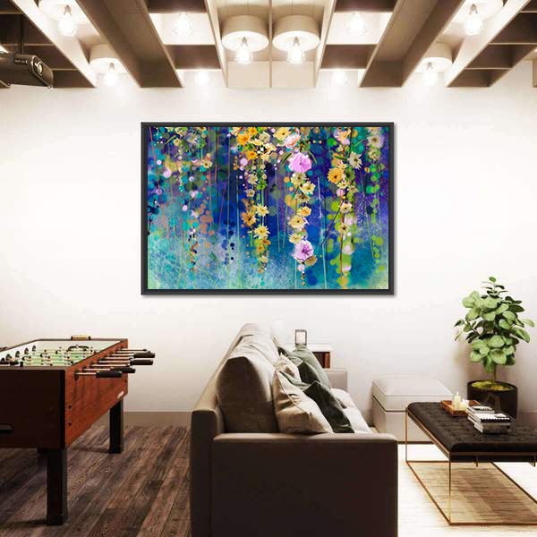 Spring Floral Field Abstract Canvas Wall Art