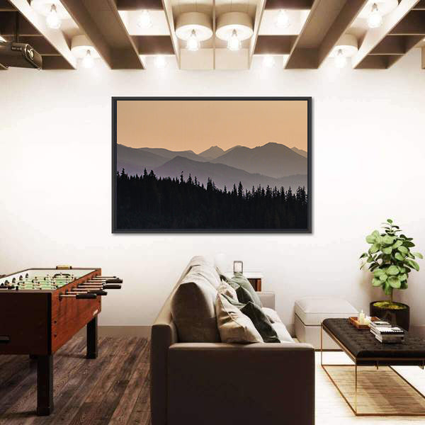 Early Morning Mist On Forest Mountain Canvas Wall Art