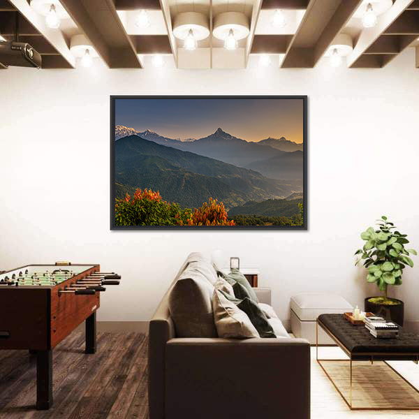 Sunrise Over Himalaya Mountains Near Pokhara Nepal Canvas Wall Art