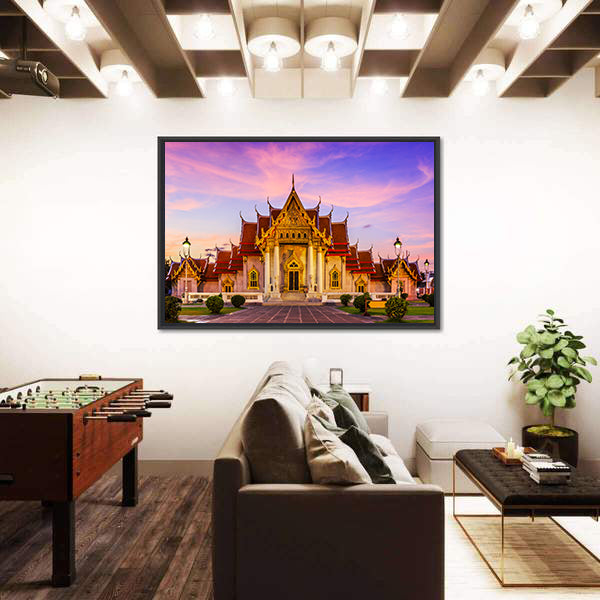 The Marble Temple In Thailand Canvas Wall Art
