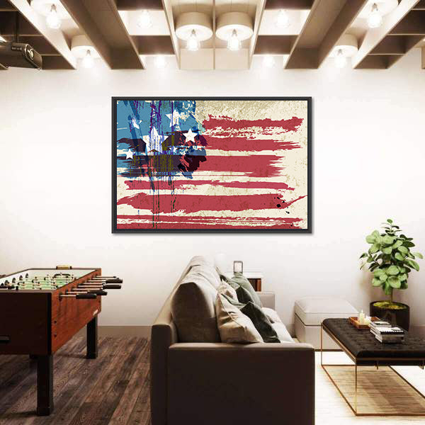 Grunge American Flag Canvas Wall Art