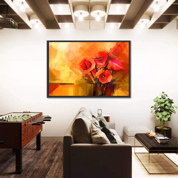 Abstract Red Poppy Bouquet Canvas Wall Art