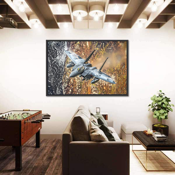 F-15 Fighter Jet Canyon Run Canvas Wall Art