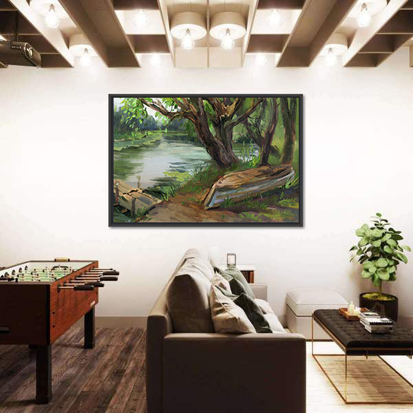 Willow Trees By The Water Canvas Wall Art