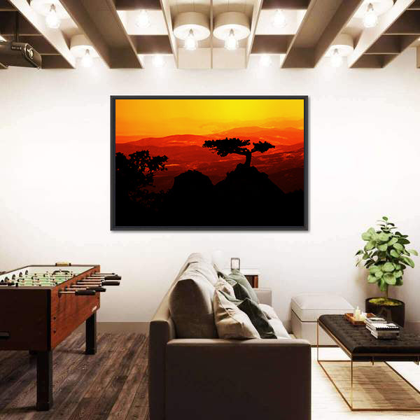 African Jungle Sunset Canvas Wall Art