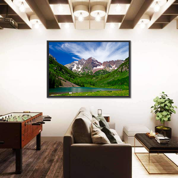 Maroon Bells Alpine Lake and Mountain Peaks Canvas Wall Art