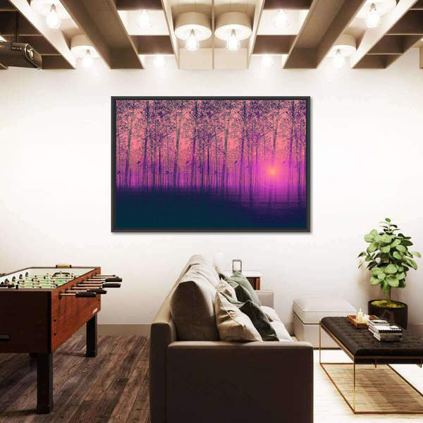 Foggy Poplar Trees Canvas Wall Art