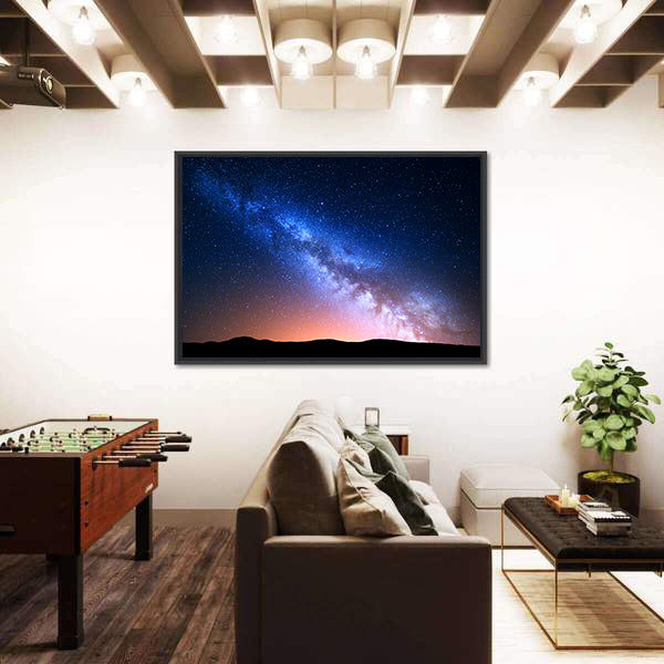 Starry Sky With Hills At Summer Canvas Wall Art