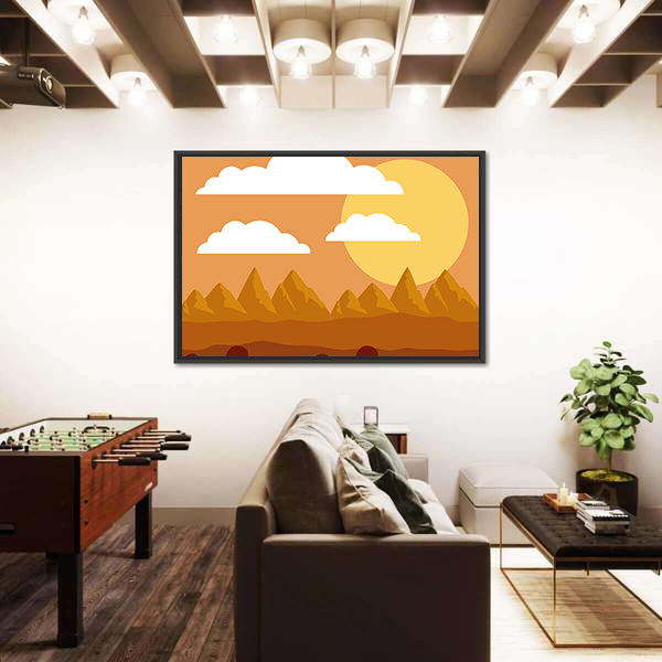 Desert Sunset Illustration Canvas Wall Art