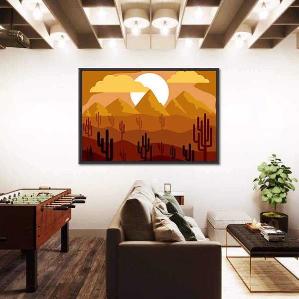 Desert Sunset with Saguaro Cacti Canvas Wall Art