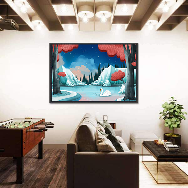 Fantasy Swan Lake Canvas Wall Art