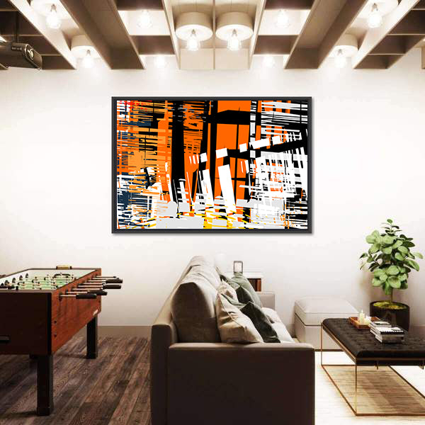 Gradient Grunge Abstract with Geometric Layers Canvas Wall Art