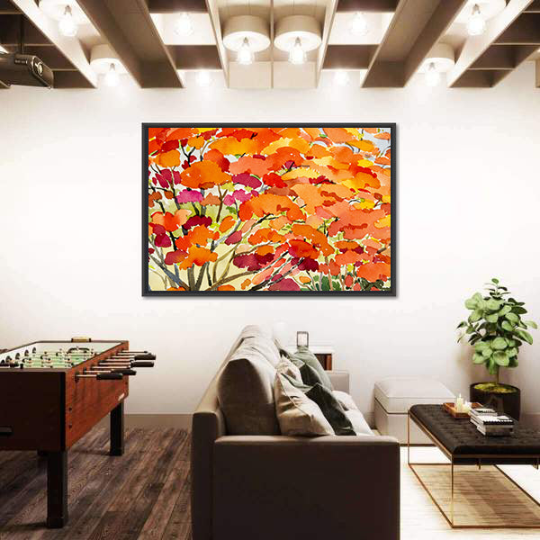 Peacock Flowers Abstract Canvas Wall Art