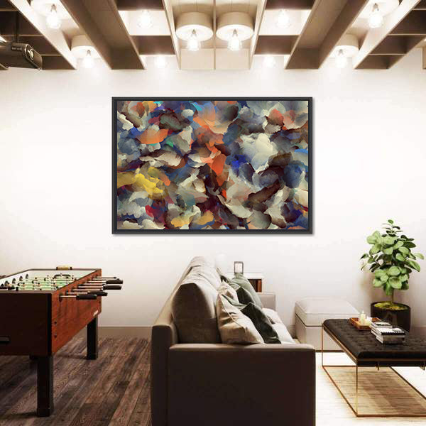 Colorful Retro Abstract Brushstroke Composition Canvas Wall Art