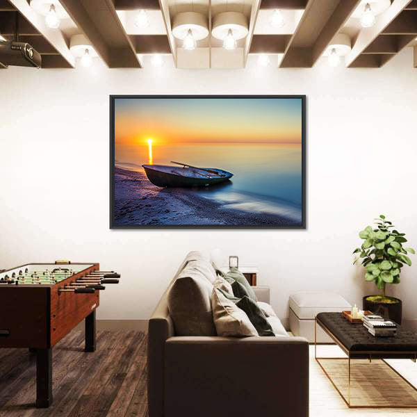 Sunset Rowboat Seascape Canvas Wall Art