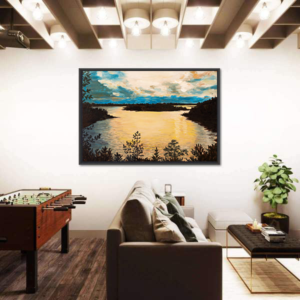 Sunset On The Lake Canvas Wall Art