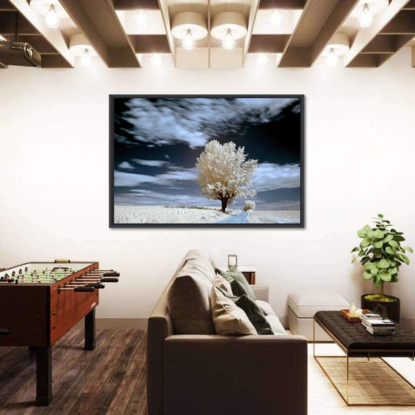 Alone Tree In Winter Canvas Wall Art