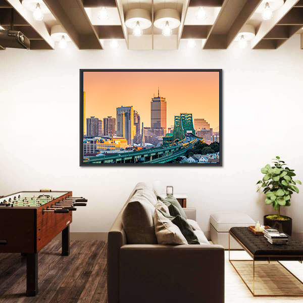 Tobin Bridge and Boston Skyline Canvas Wall Art