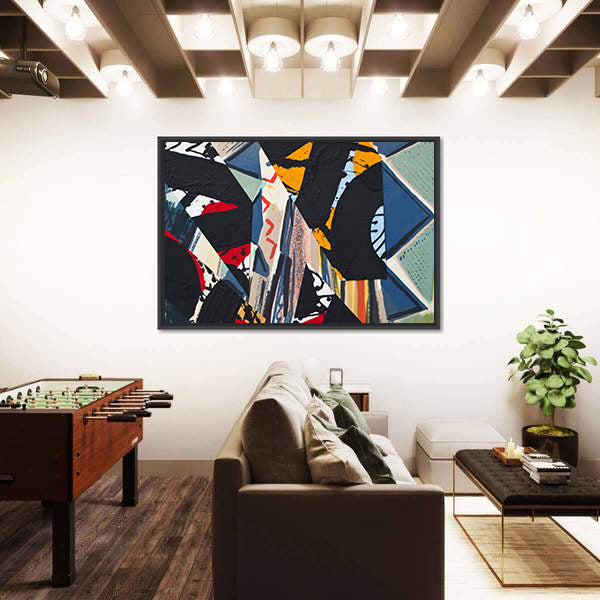Hand Painted Paper Collage Canvas Wall Art