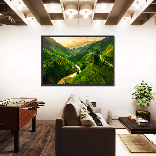 Terraced Rice Field In Mu Cang Chai In Vietnam Canvas Wall Art