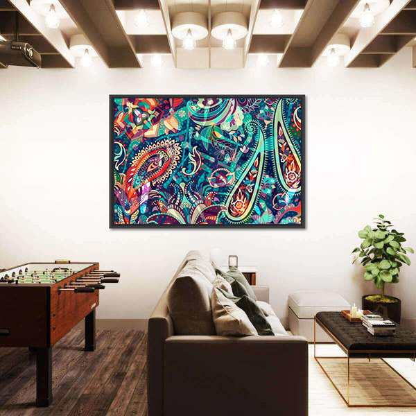 Colorful Boho Paisley Floral Canvas Wall Art