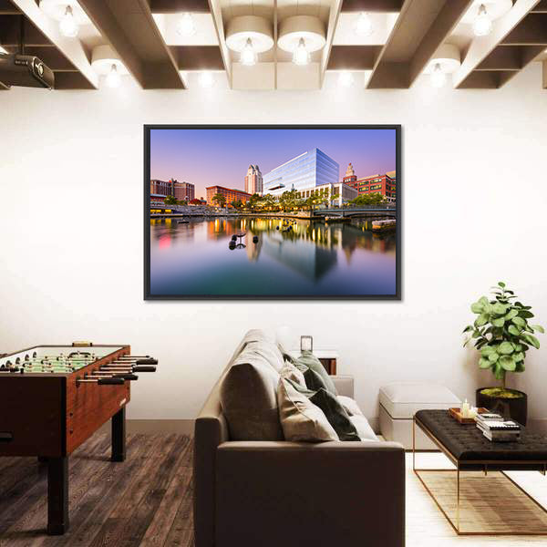 Providence Skyline at Blue Hour Canvas Wall Art