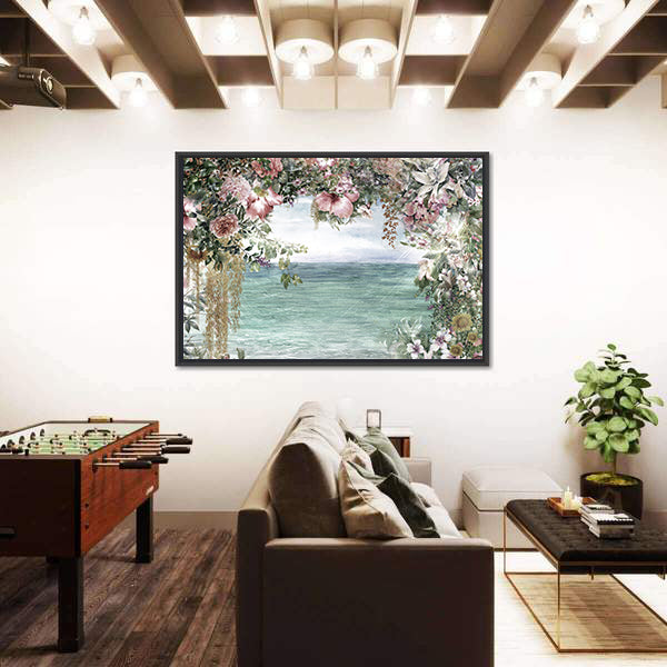 Spring Flowers by the Sea Canvas Wall Art