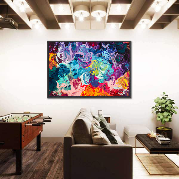 Colorful Acrylic Abstract with Thick Paint Swirls Canvas Wall Art