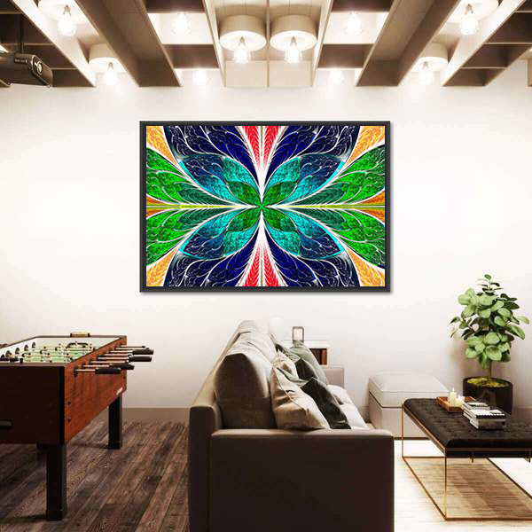 Stained Glass Fractal Butterfly Canvas Wall Art