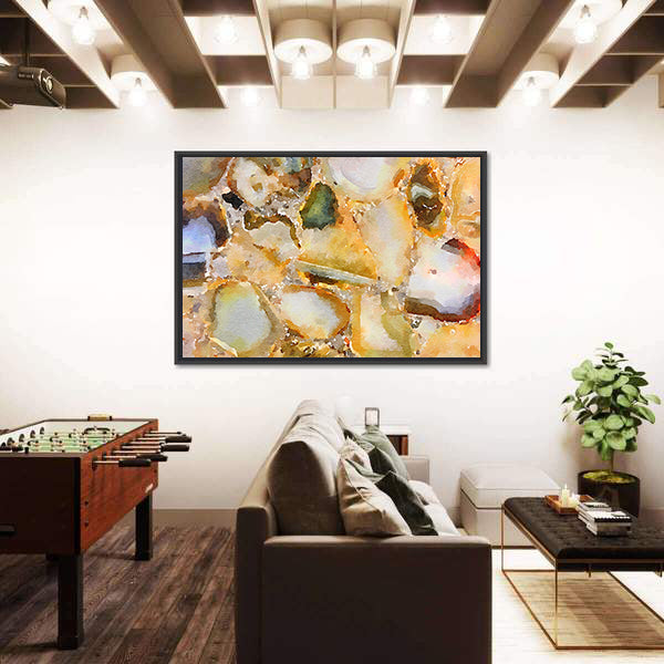 Watercolor Agate Gemstone Mosaic Canvas Wall Art