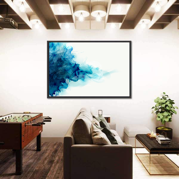 Blue Watercolor Ink Blot Canvas Wall Art