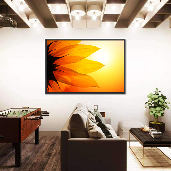 Yellow Sunflower Petals At Sunset Canvas Wall Art
