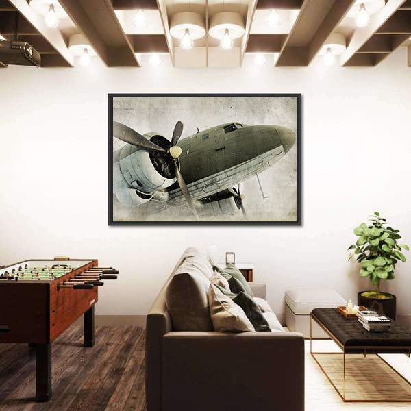 Old Propeller Airplane Canvas Wall Art