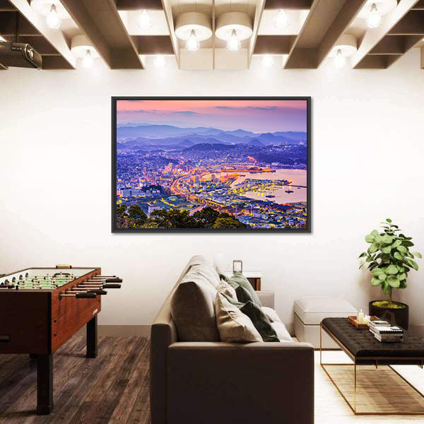 Sasebo Downtown Skyline In Nagasaki Japan Canvas Wall Art