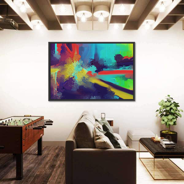 Expressionist Color Burst with Yellow-white Highlight Canvas Wall Art