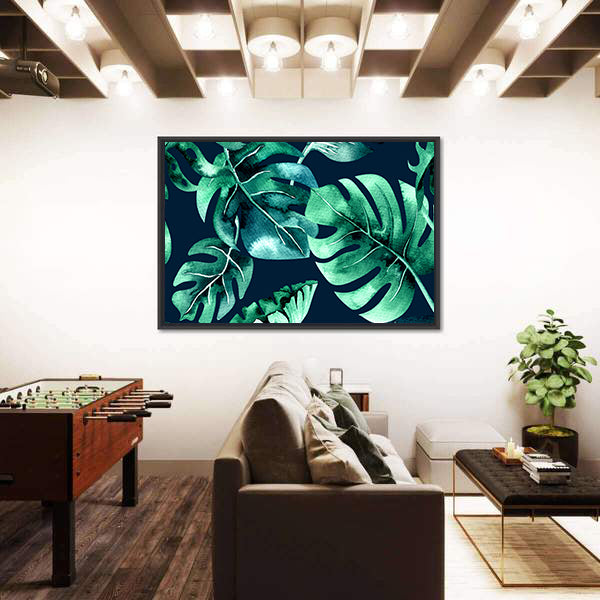 Dense Tropical Leaf Pattern Canvas Wall Art