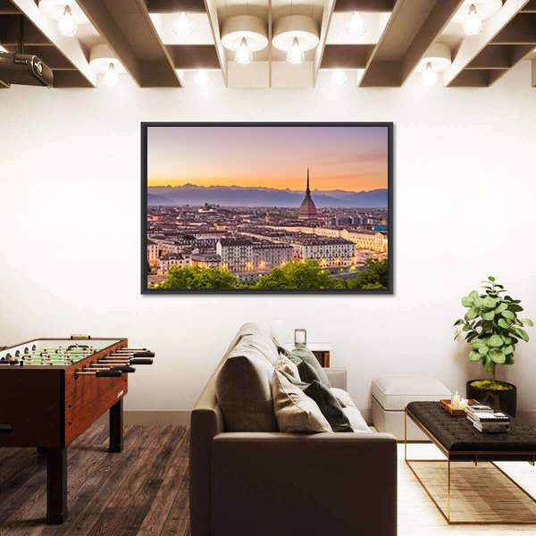 Torino Cityscape In Turin Italy Canvas Wall Art