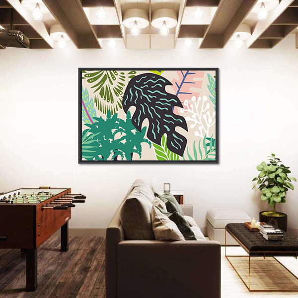 Abstract Palm Leaves Collage Canvas Wall Art