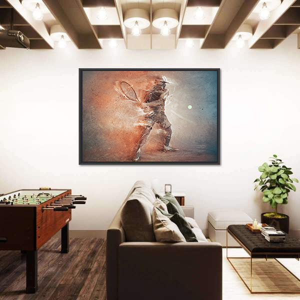 Tennis Player Hitting The Ball Illustration Canvas Wall Art