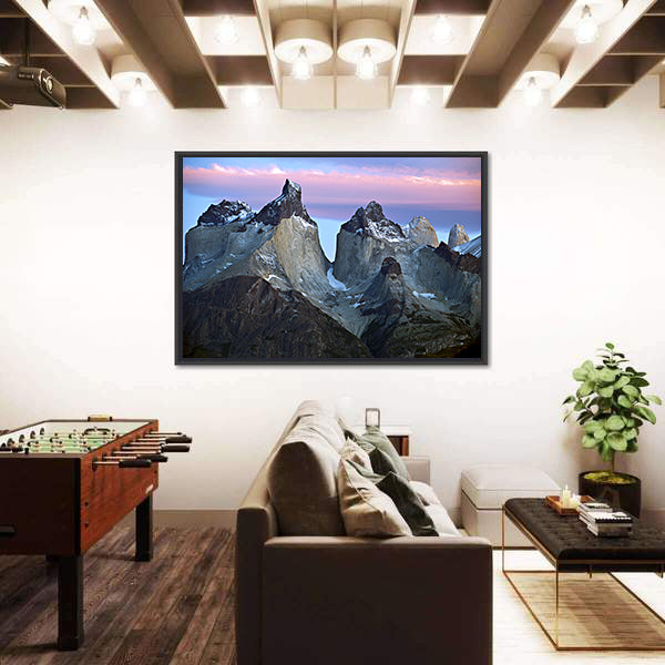 Torres Del Paine Mountain Peaks at Sunrise Canvas Wall Art
