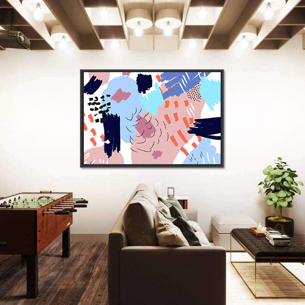 Memphis Style Abstract Collage Canvas Wall Art