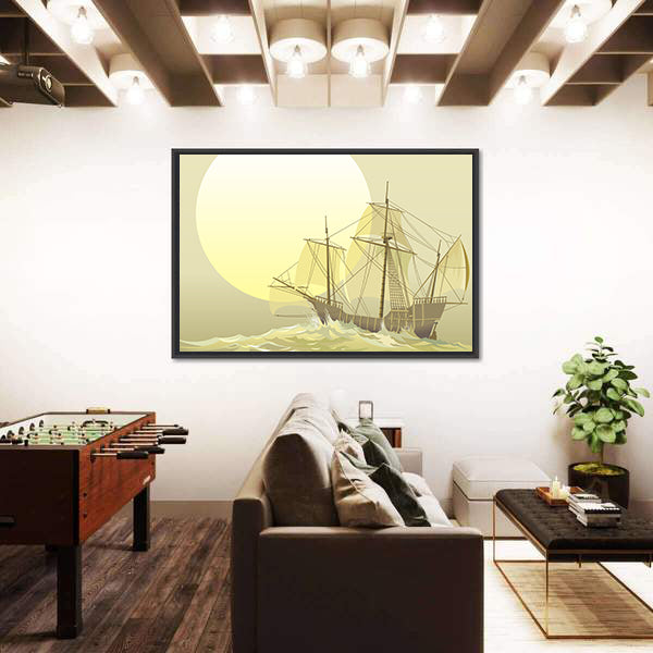 Santa Maria Caravel at Sunset Canvas Wall Art