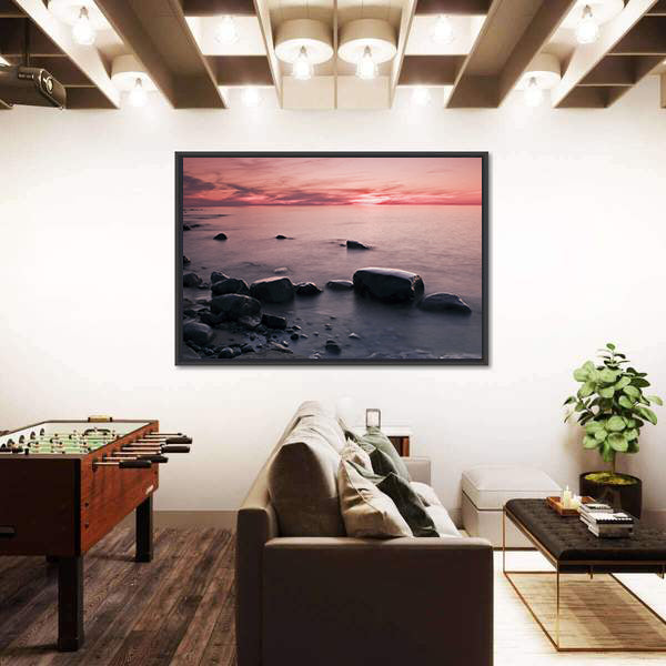 Lakeshore at Sunset in Michigan Canvas Wall Art