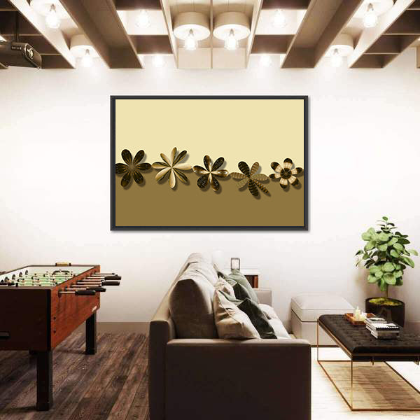 Brown Fantasy Flowers Canvas Wall Art